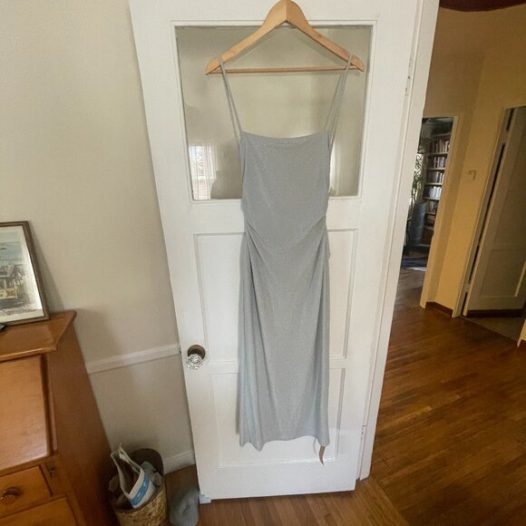 NWT Reformation Breslin Dress in Silver Sparkle, Medium - Picture 2 of 6